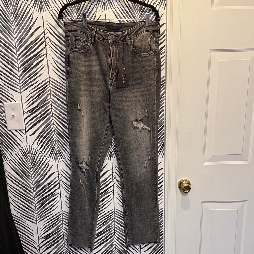 Risen - Women's High Rise Gray Distressed Jeans